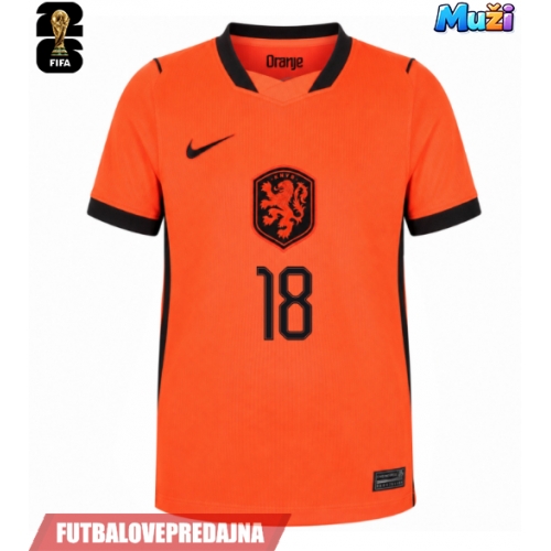 Lacne Muži Futbalové dres Holandsko Donyell Malen #18 MS 2026 Krátky Rukáv - Domáci